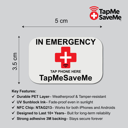 5-Pack – NFC Emergency Contact Sticker